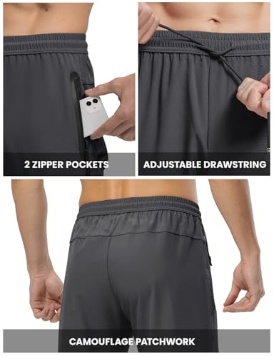 Rdruko Men's Sweat Pants Lightweight Casual Workout Gym Jogger Hiking Track Sports Athletic with Zipper Pockets(Dark Grey, US S) - Image 5