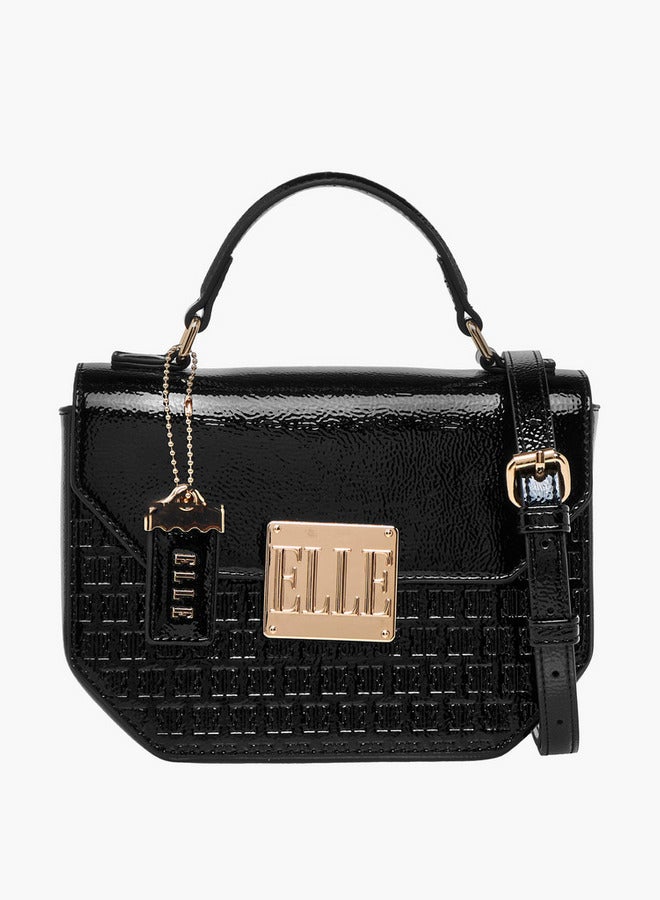 ايل حقيبة ساتشيل بنقش المونوغرام مع مقبض يد وإغلاق بأزرار - Image 1