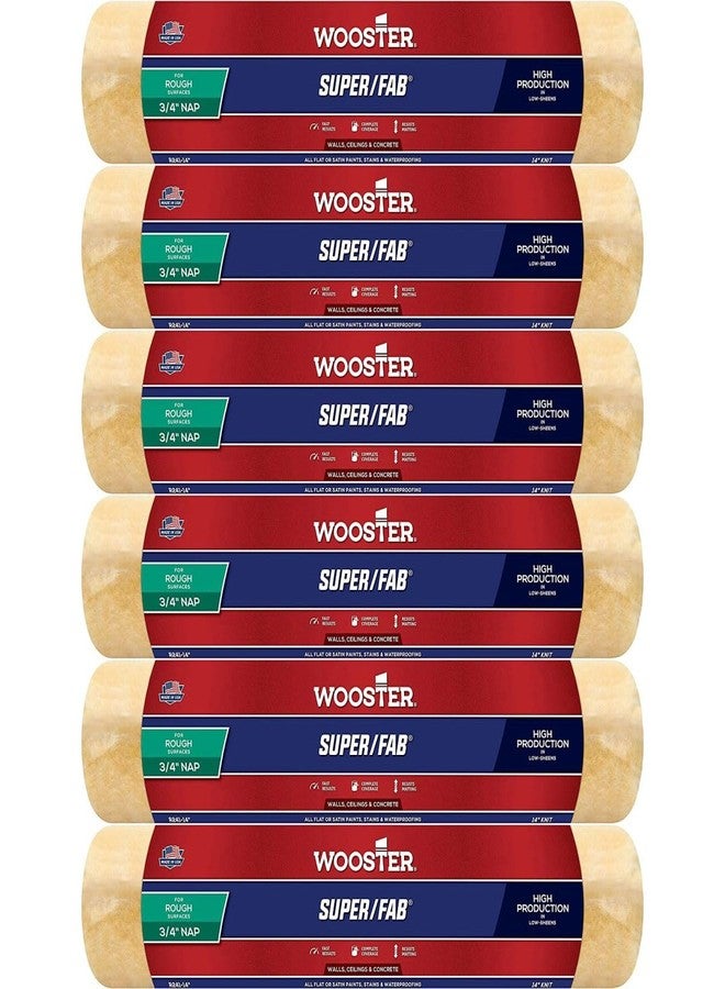 Wooster Brush R241 14 inch Super/Fab 3/4 inch Nap Roller Cover, Pack of 6 - Image 1