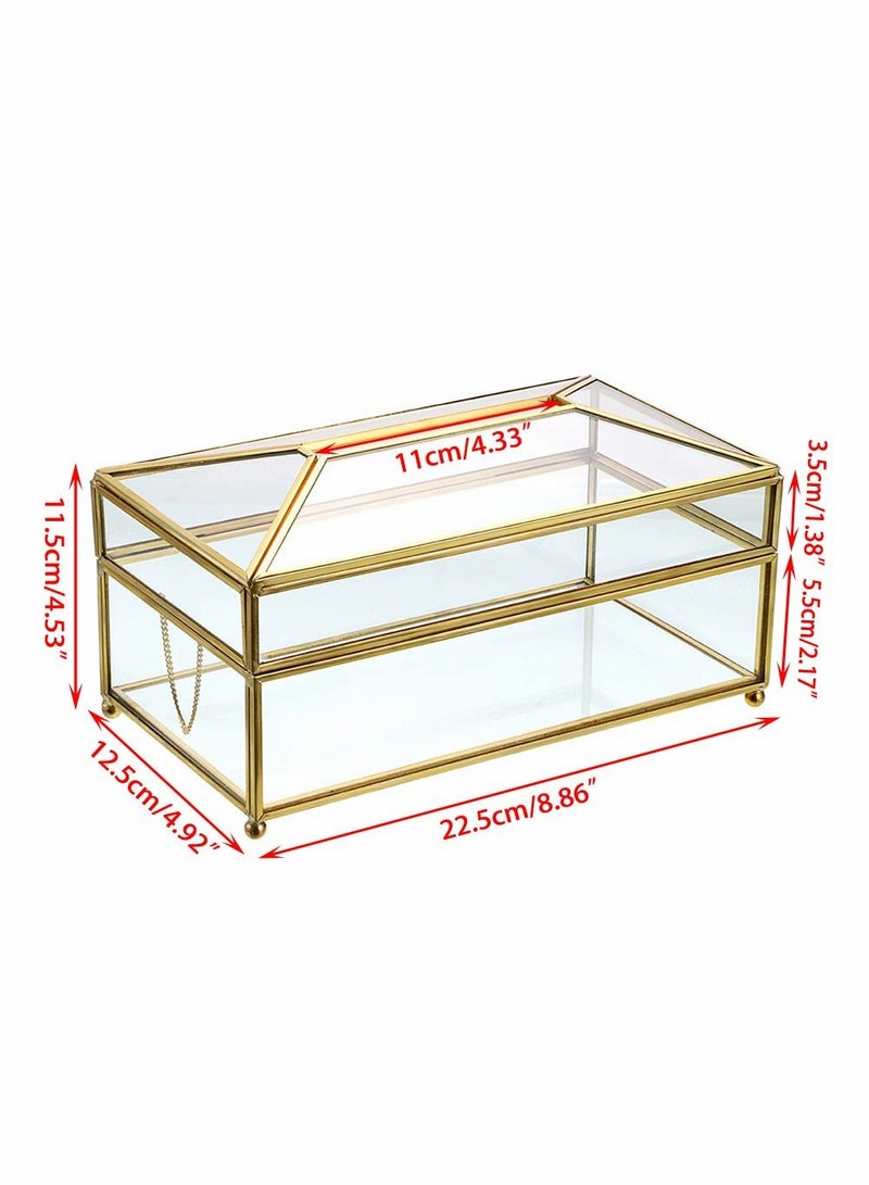 Excefore Rectangular Clear Glass Paper Tissue Box, Decorative Glass Napkin Storage Box - Image 3