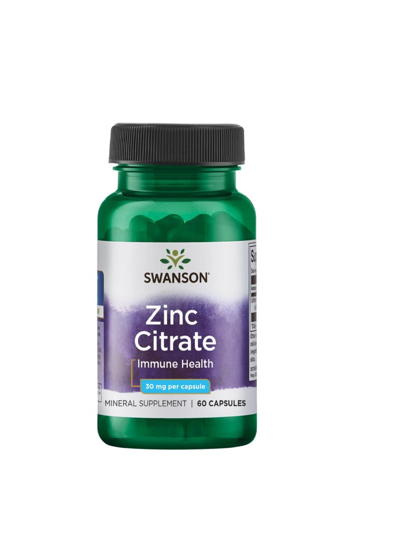 Swanson, Zinc Citrate, 30 mg , 60 Capsules