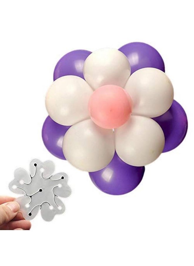 Smartcraft Smartcraft Flower Shape Balloon Plastic Clips Holder for Wedding Event Decorations Birthday Party Supplies, White, Pack of 6  - Image 1