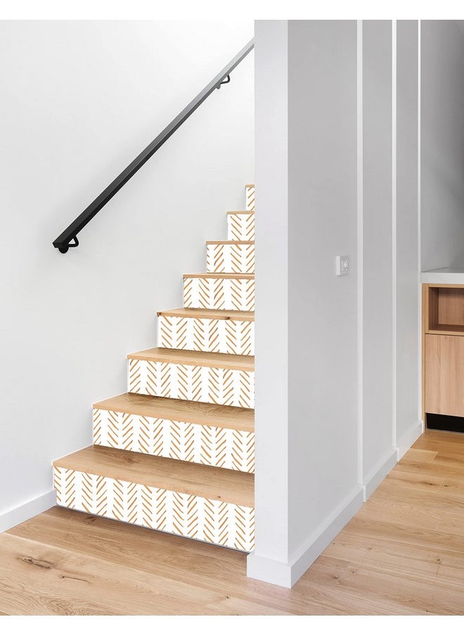 HAOKHOME 961013 Boho Peel And Stick Wallpaper Brush Strokes Stripes Removable Terracotta/White Chevron Vinyl Self Adhesive Mural 17.7In X 9.8Ft  - Image 3