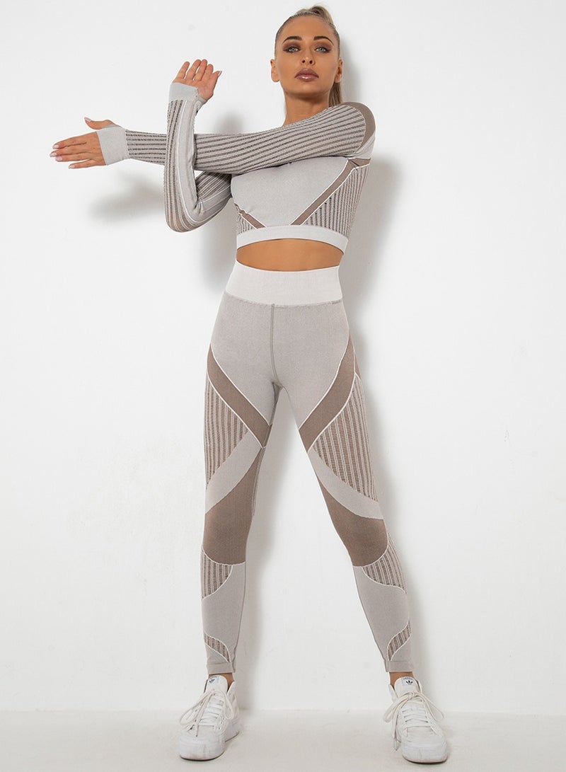 Loquat Yoga Tight Fitting Stretch Soft Sets Grey - Image 2