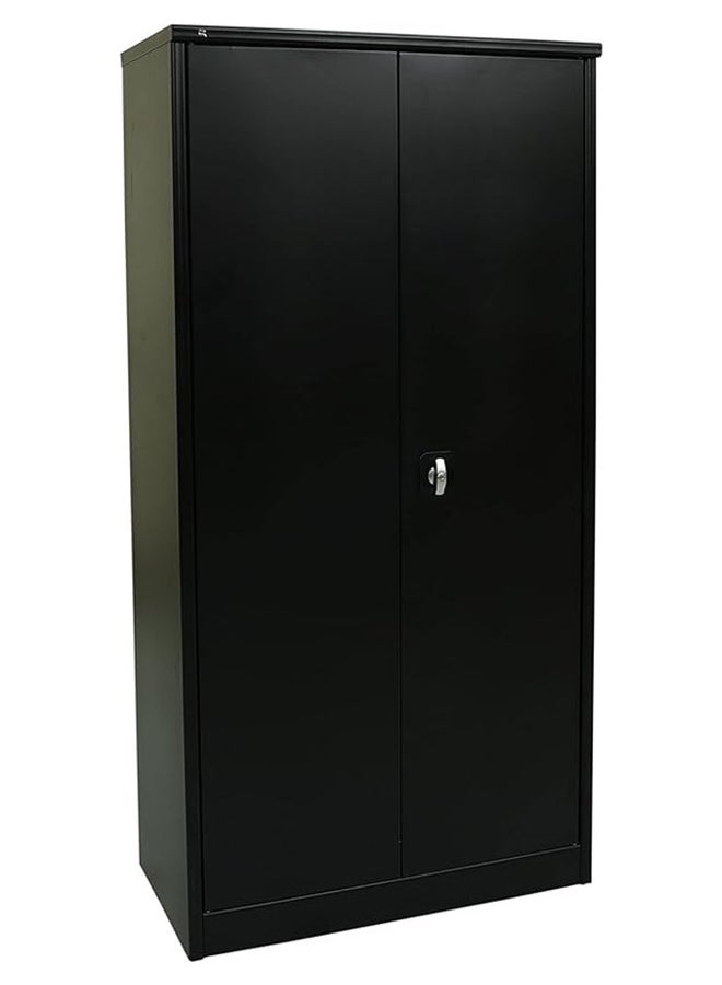 RIGID Steel Office Cupboard Curved Shape Closet  with Pre-Assembled Wardrobe with 3 Adjustable Shelves & 4 Compartments Cabinet Full Swing Doors Welded Hinges (183H * 91.4W * 47.5D )(Black) - Image 5