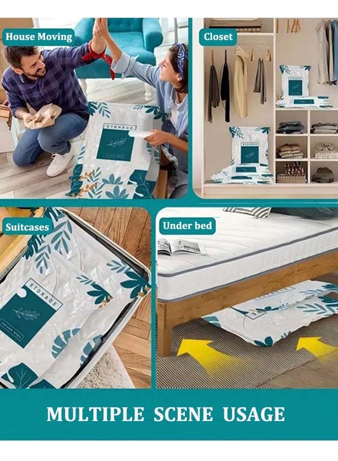 6 Pieces Plastic Vacuum Seal Bag Multi-use Vacuum Bags for Clothes Reusable Vacuum Storage Bag with Pump for Blanket, Duvets, Pillows, Quilt, Mattress, Travel (2 Large/2 Medium/2 Small/1 Pump) - Image 5