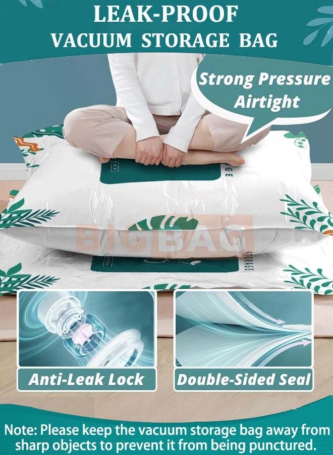 6 Pieces Plastic Vacuum Seal Bag Multi-use Vacuum Bags for Clothes Reusable Vacuum Storage Bag with Pump for Blanket, Duvets, Pillows, Quilt, Mattress, Travel (2 Large/2 Medium/2 Small/1 Pump) - Image 2