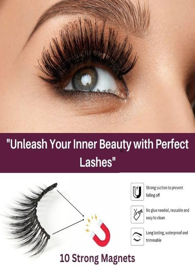 Layralash Magnetic False Eyelash Kit || Super Strong with Power of 10 Magnets || Waterproof Liquid EyeLiner || Simple & Coloured Eye Lashes || Reusable Lashes 3 Pairs with Applicator (Doll Pink) - Image 3