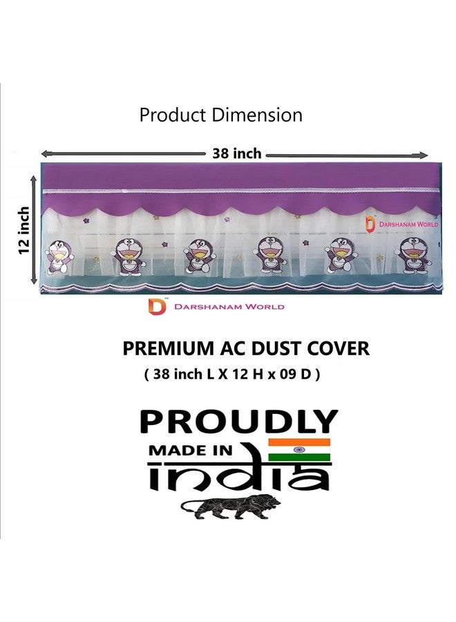 DARSHANAM WORLD jacquard fabric Cute Doremon Cartoon Printed AC Cover For 1.5 Ton,Indoor AC Dust Protection Cover,Folding Adjustable Designer AC Split Cover (Cute Doremon 1.5 Ton (Purple)) - Image 5