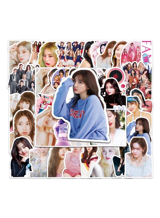 50-Piece Twice Girl Group Members Premium Waterproof Vinyl Stickers Set，HD Fine Color Printing，Suitable for Laptop Skateboard Luggage DIY  - Image 1