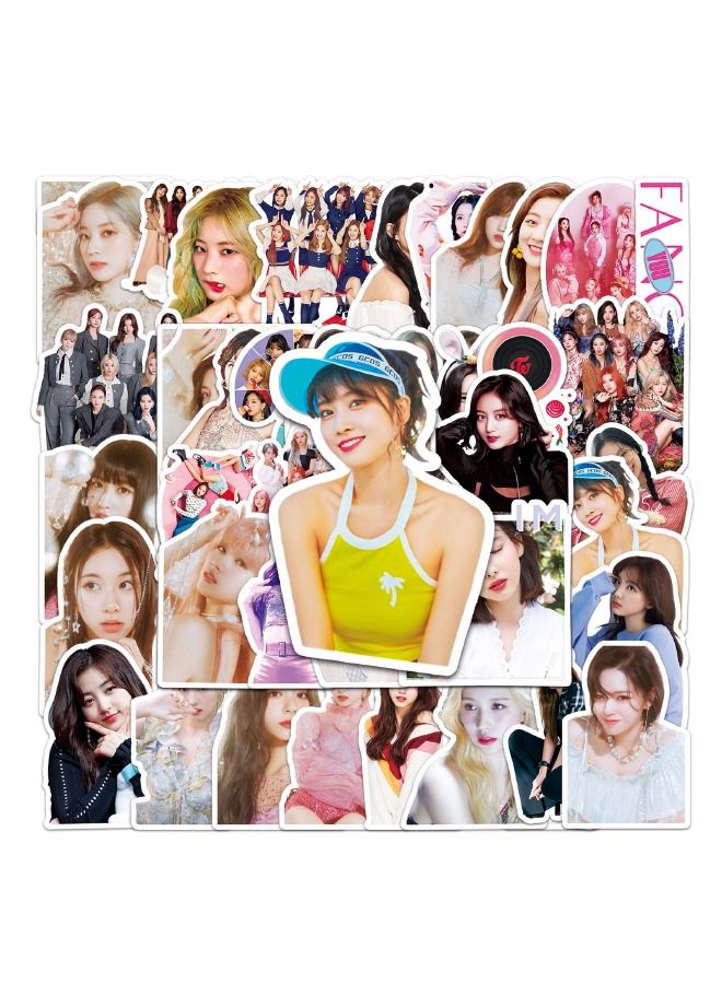 50-Piece Twice Girl Group Members Premium Waterproof Vinyl Stickers Set，HD Fine Color Printing，Suitable for Laptop Skateboard Luggage DIY  - Image 2