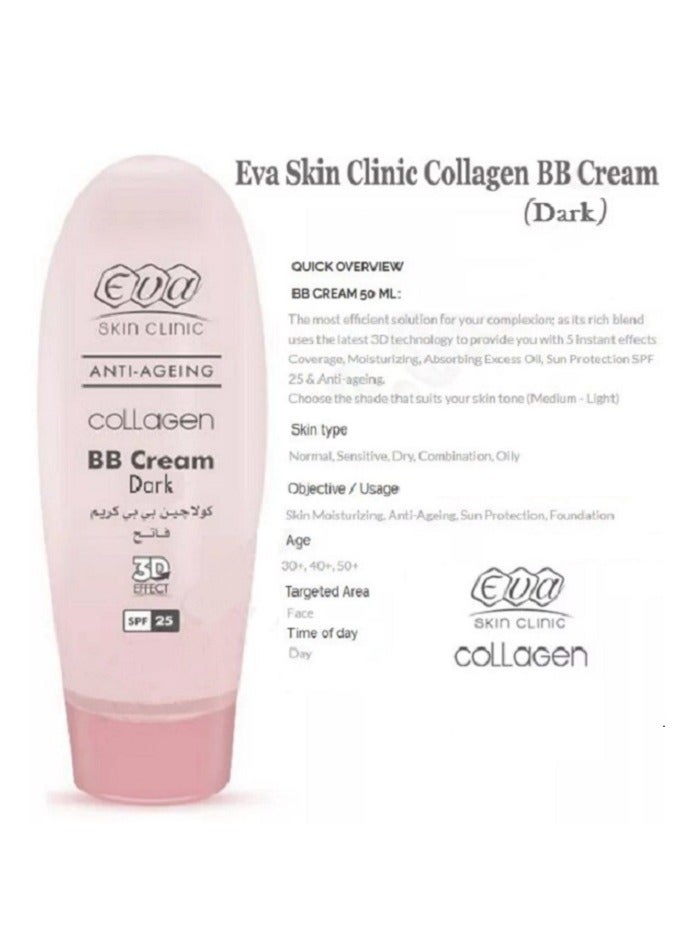Eva Skin Clinic Collagen BB Cream Dark 50 ml ( SPF 25 )  - Image 3
