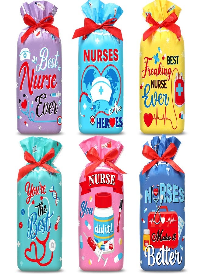 Tiamon 60 Pcs Nurse Gift Bags Bulk Nurse Week Drawstring Candy Treat Snack Goodie Bags for Nursing Appreciation Graduation Party Favor Wrapping for Medical Assistant Healthcare Workers (Bright - Image 1