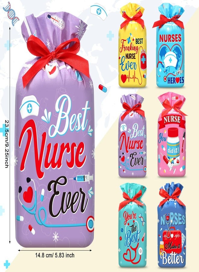 Tiamon 60 Pcs Nurse Gift Bags Bulk Nurse Week Drawstring Candy Treat Snack Goodie Bags for Nursing Appreciation Graduation Party Favor Wrapping for Medical Assistant Healthcare Workers (Bright - Image 2