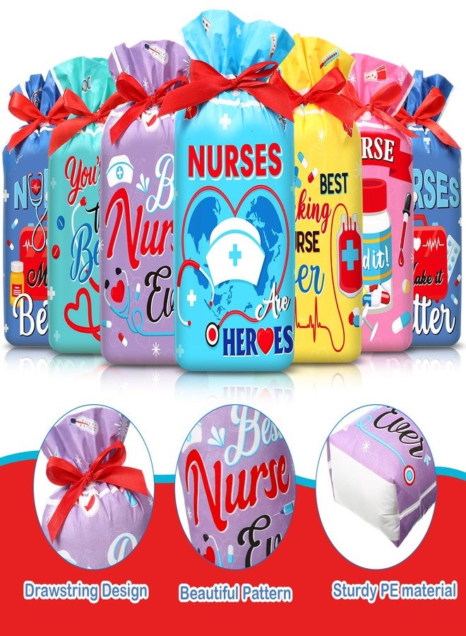 Tiamon 60 Pcs Nurse Gift Bags Bulk Nurse Week Drawstring Candy Treat Snack Goodie Bags for Nursing Appreciation Graduation Party Favor Wrapping for Medical Assistant Healthcare Workers (Bright - Image 3