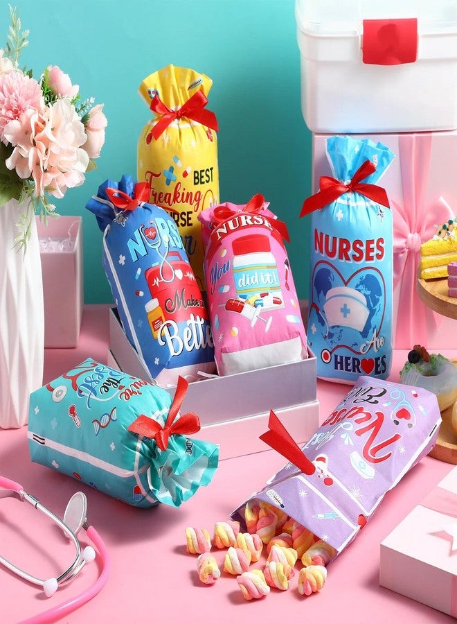 Tiamon 60 Pcs Nurse Gift Bags Bulk Nurse Week Drawstring Candy Treat Snack Goodie Bags for Nursing Appreciation Graduation Party Favor Wrapping for Medical Assistant Healthcare Workers (Bright - Image 4