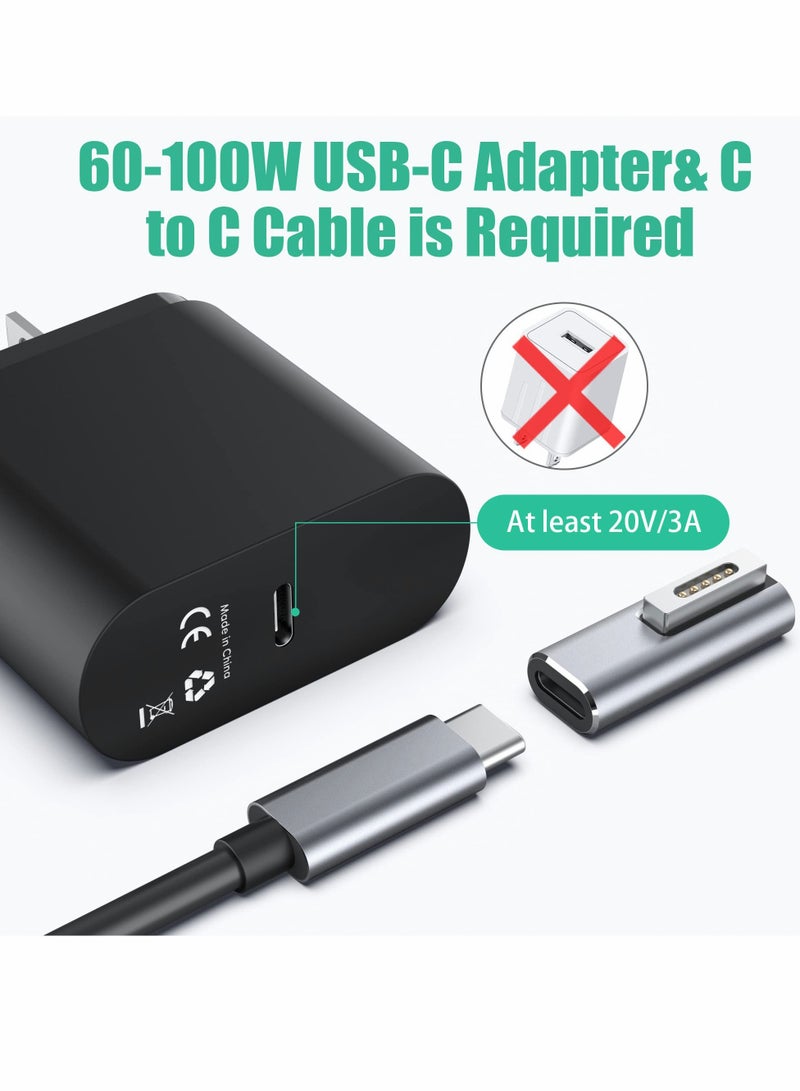USB-C to Magnetic 2(T-Tip) Adapter, Type-C PD 100W Power Fast Charging Converter Connector Replacement for MacBook Pro Air (2013-2015) T-Head, Gray - Image 2