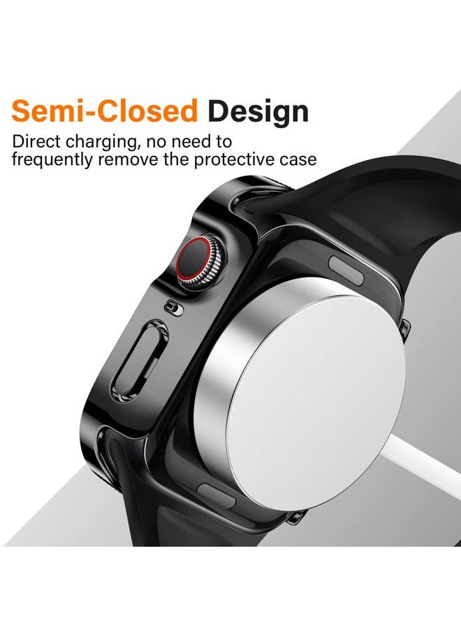 Amizee - 2 Pack Compatible with Apple Watch Case 40mm Series 6/5/4/SE with Built-in Screen Protector, Hard PC Case Straight Edge Ultra Thin Anti-Scratch Protective Cover for iWatch 40mm (Black) - Image 1