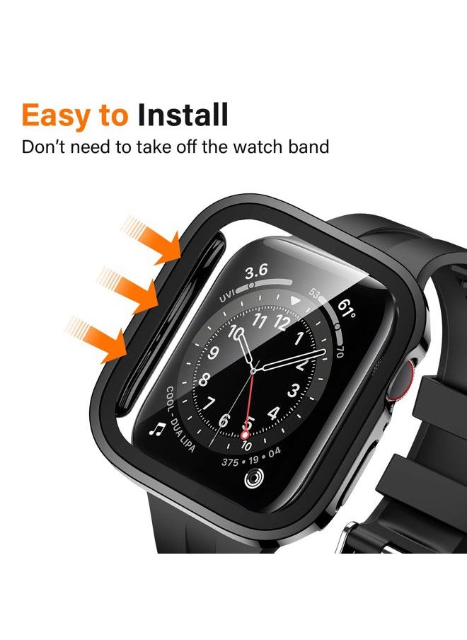 Amizee - 2 Pack Compatible with Apple Watch Case 40mm Series 6/5/4/SE with Built-in Screen Protector, Hard PC Case Straight Edge Ultra Thin Anti-Scratch Protective Cover for iWatch 40mm (Black) - Image 1