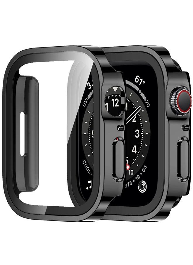 Amizee - 2 Pack Compatible with Apple Watch Case 40mm Series 6/5/4/SE with Built-in Screen Protector, Hard PC Case Straight Edge Ultra Thin Anti-Scratch Protective Cover for iWatch 40mm (Black) - Image 1