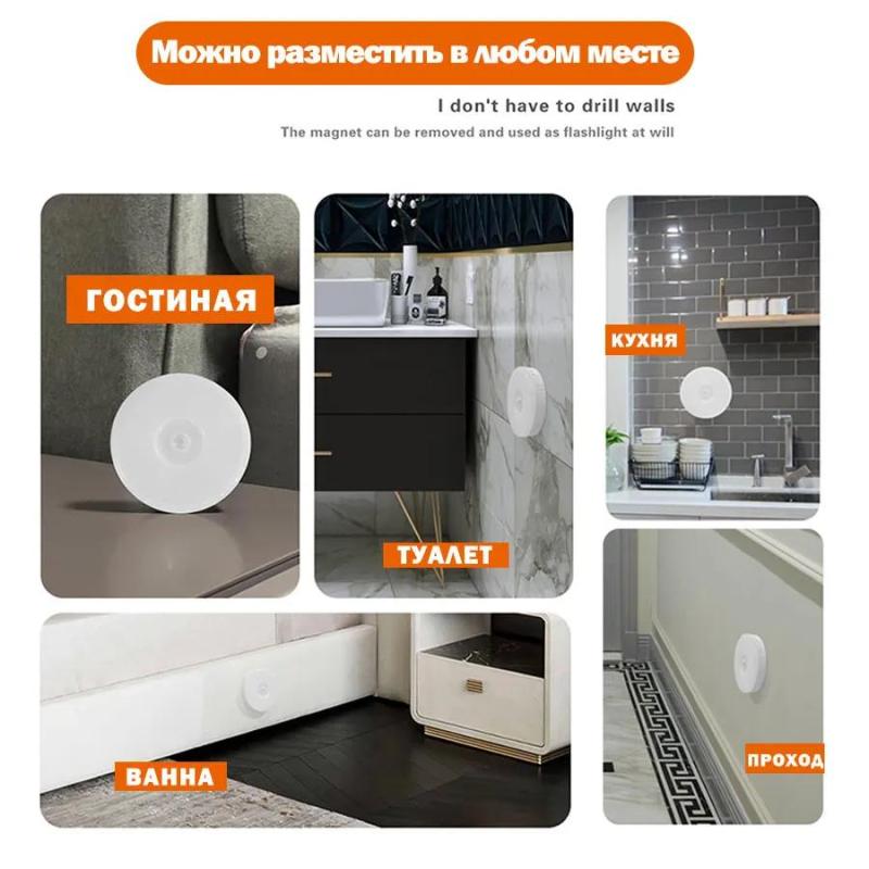 LED Night Light 8.6 Cm Warm Light - Motion Sensor Automatic Switching Built-In Power Bank for Bedroom Bathroom Kitchen Office Garage - Image 5