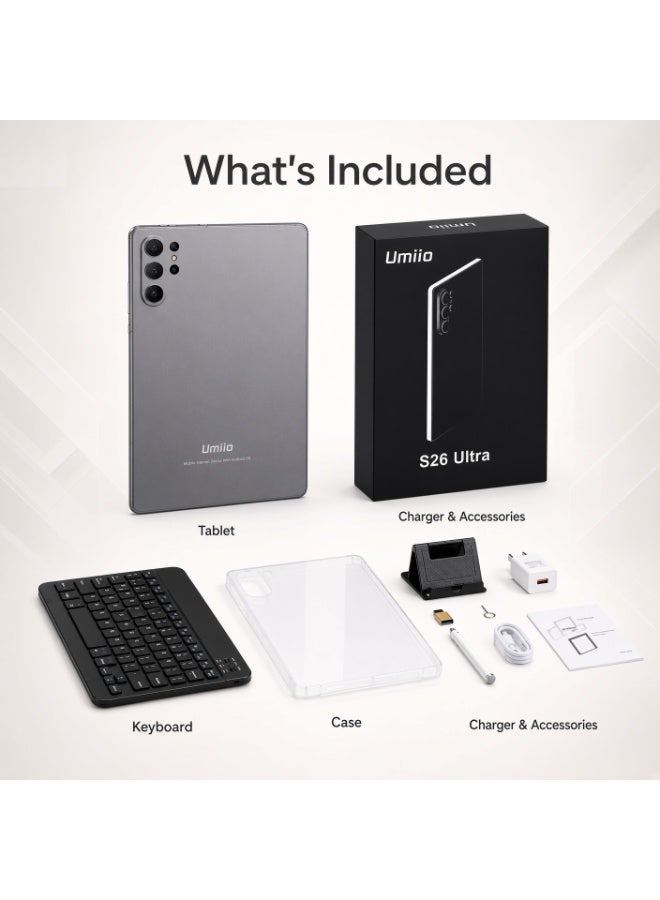 Umiio S26 Ultra 10.1 Inch Android 15 Tablet, 16GB RAM, 1TB ROM, 8000mAh Battery, Dual Camera, Large Screen, Portable Android Tablet for Study, Work, Streaming, Browsing & Entertainment - Image 2