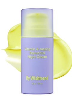 By Wishtrend BY WISHTREND Vitamin A-mazing Bakuchiol Retinal Night Cream, Retinol Alternative, Slow Aging, Skin Smoothing, Pore Refining, Anti-Wrinkle, Sensitive skin 1.05 oz, Mother's day 