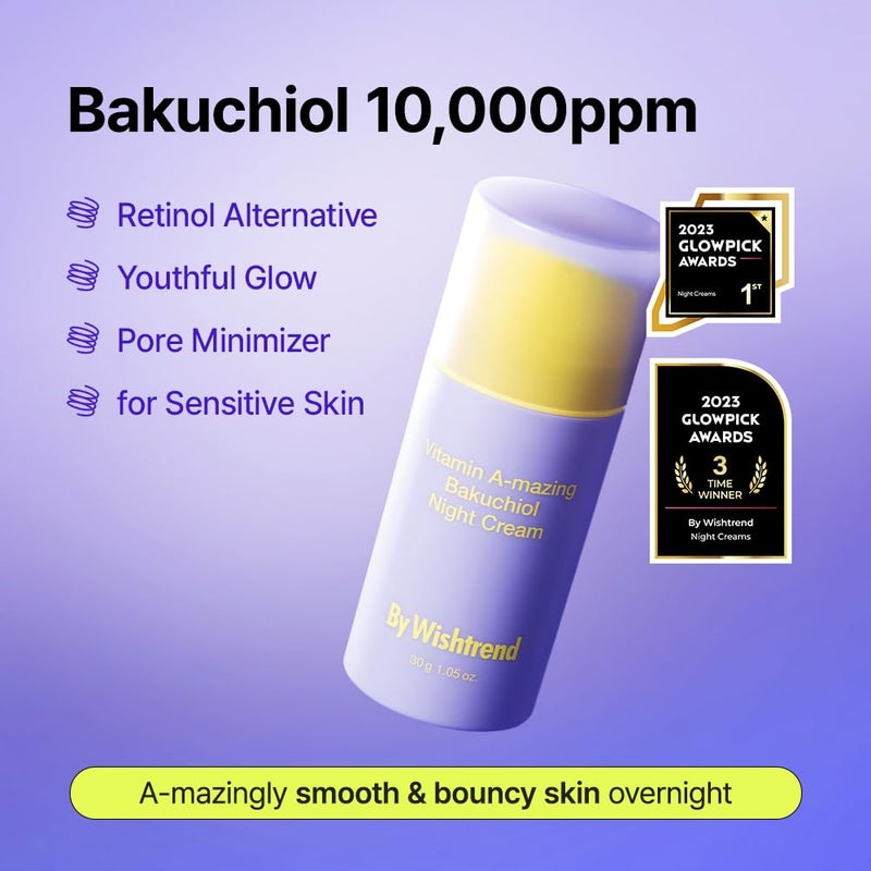 BY WISHTREND Vitamin A-mazing Bakuchiol Night Cream | Retinal, Peptide, Collagen, Ceramide NP, Centella Asiatica, moistfully plump overnight skincare (1.05 Oz (Pack of 1)) - Image 2