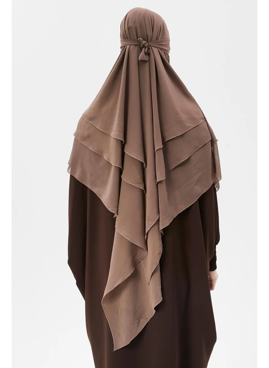 Altobeh Ready Practical Chiffon Three Layer Veiled Triangle Hajj Umrah Shawl Soufflé Hijab Nikap