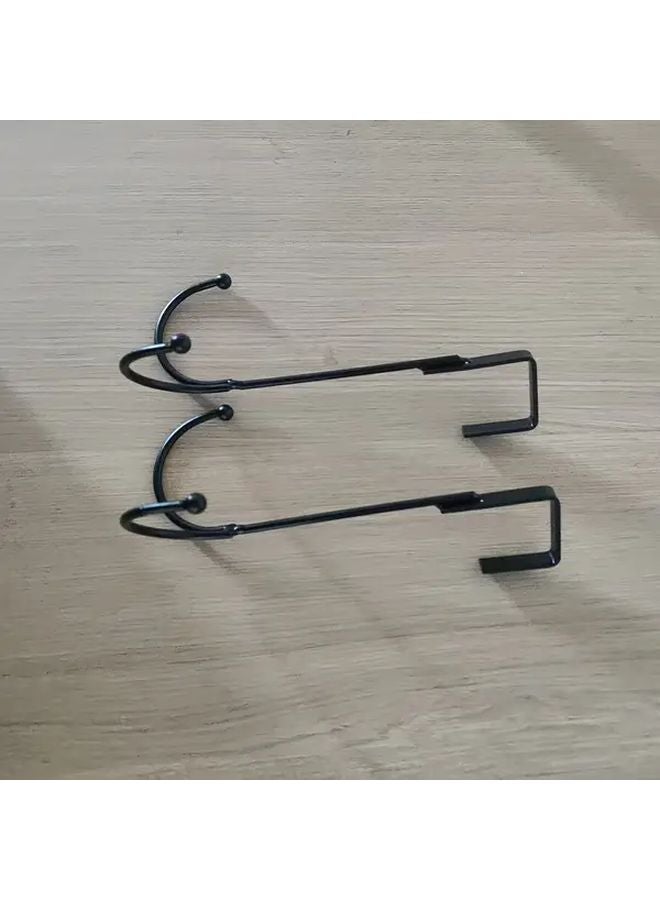 قطعتان خطافان مزدوجان معدنيان ثقيلان أسود اللون لتعليق الباب، مثبت على الحائط، موفر للمساحة - Image 1