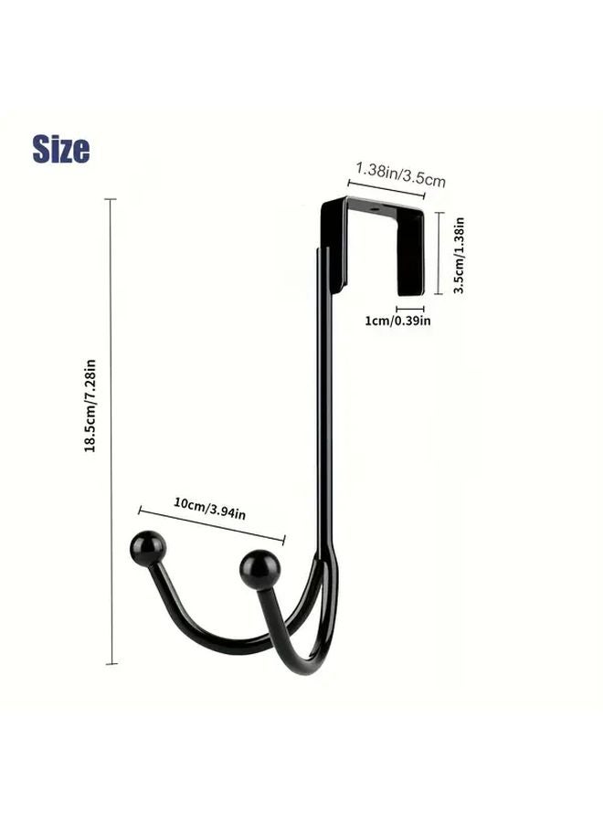 قطعتان خطافان مزدوجان معدنيان ثقيلان أسود اللون لتعليق الباب، مثبت على الحائط، موفر للمساحة - Image 4