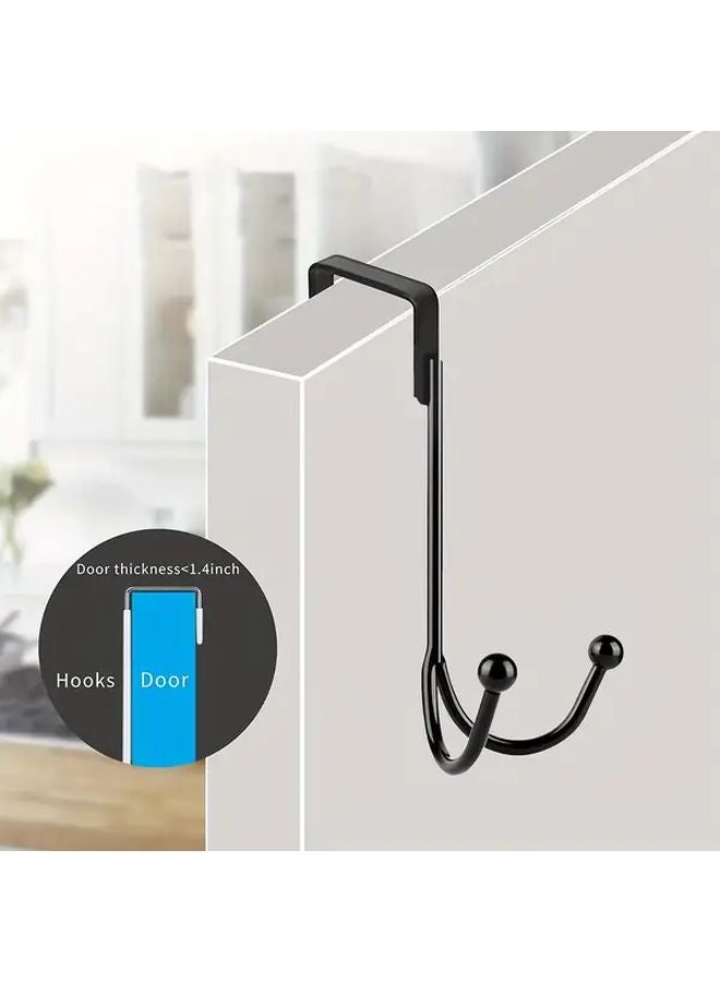 قطعتان خطافان مزدوجان معدنيان ثقيلان أسود اللون لتعليق الباب، مثبت على الحائط، موفر للمساحة - Image 3