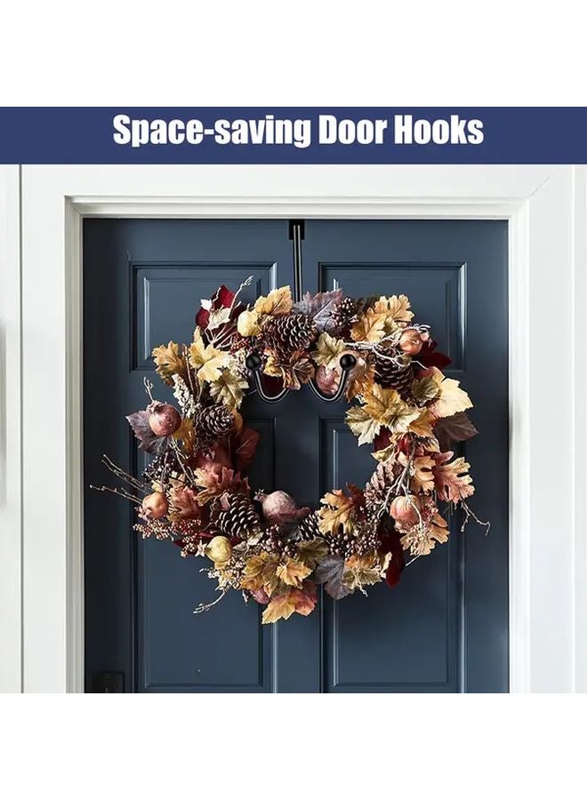 قطعتان خطافان مزدوجان معدنيان ثقيلان أسود اللون لتعليق الباب، مثبت على الحائط، موفر للمساحة - Image 5