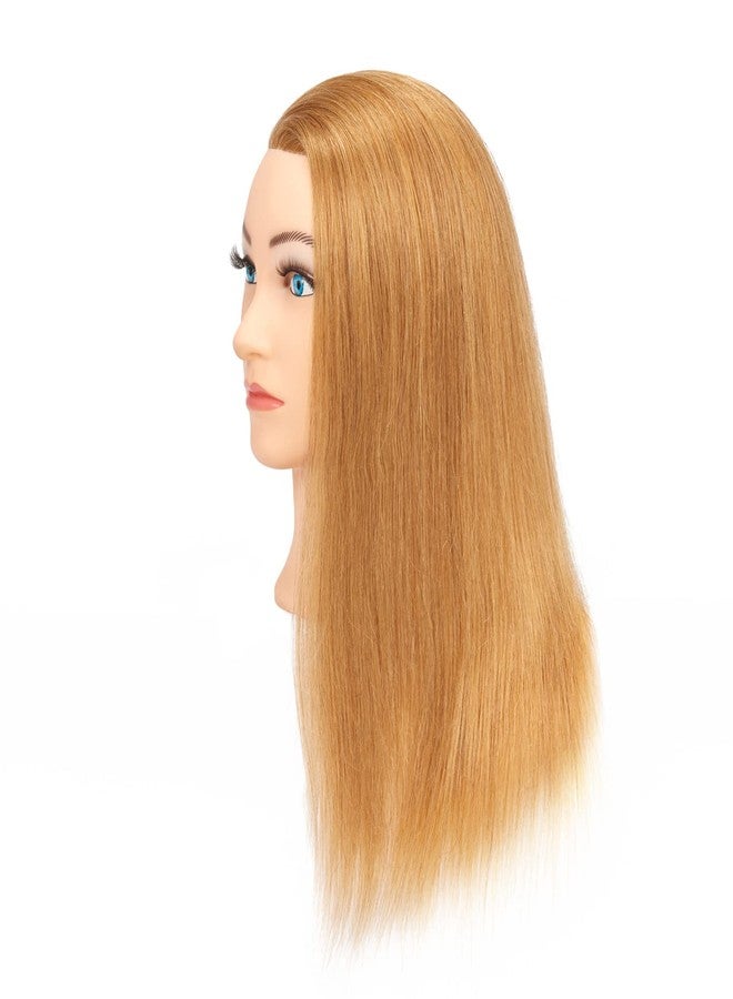 HAIRGINKGO Mannequin Head 20"-22" 100% Human Hair Hairdresser Training Head Mannequin Doll Head Cosmetology Manikin Training Head Hair for Practice Cutting Braiding with Free Clamp Holder 92022W2714 - Image 2