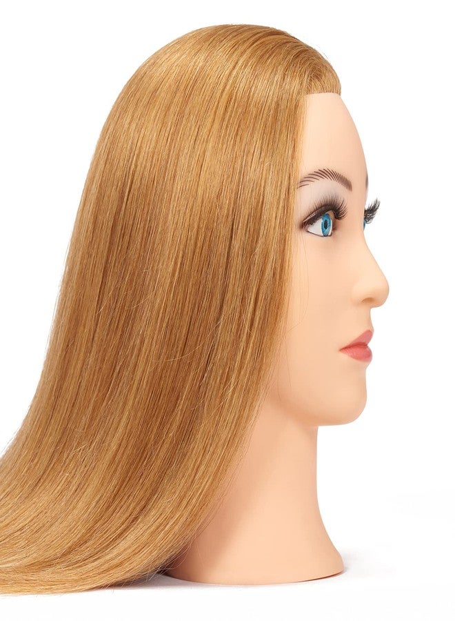 HAIRGINKGO Mannequin Head 20"-22" 100% Human Hair Hairdresser Training Head Mannequin Doll Head Cosmetology Manikin Training Head Hair for Practice Cutting Braiding with Free Clamp Holder 92022W2714 - Image 3