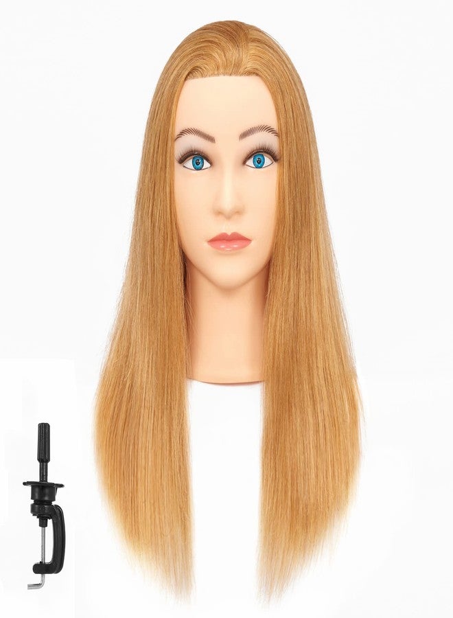 HAIRGINKGO Mannequin Head 20"-22" 100% Human Hair Hairdresser Training Head Mannequin Doll Head Cosmetology Manikin Training Head Hair for Practice Cutting Braiding with Free Clamp Holder 92022W2714 - Image 1