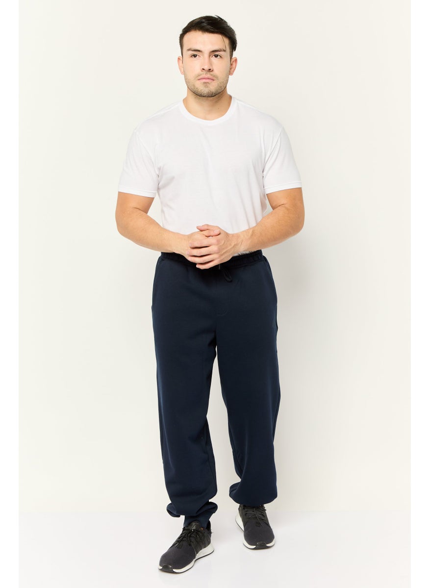 ESPRIT Men Regular Fit Embroidered Logo Jogger Pants, Navy  - Image 2