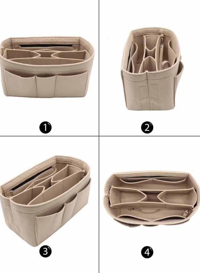 LEXSION Felt Fabric Purse Tote Diaper Bag Organizer Insert Bag in Bag with Zipper Inner Pocket For Neverfull Speedy 8010 Beige SM - Image 5