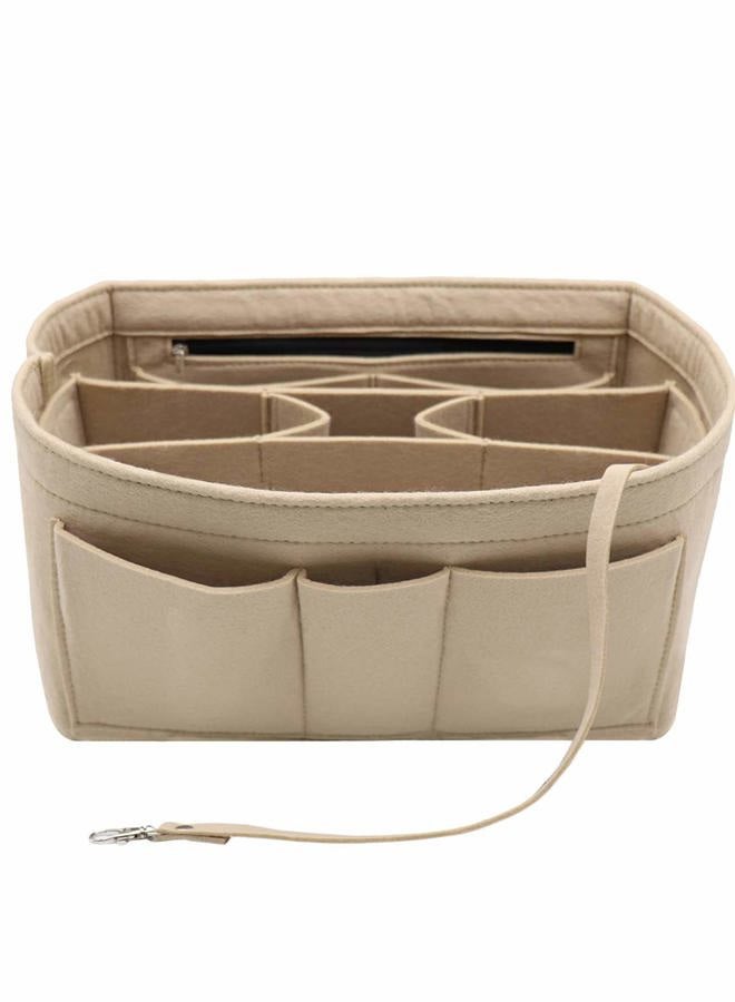 LEXSION Felt Fabric Purse Tote Diaper Bag Organizer Insert Bag in Bag with Zipper Inner Pocket For Neverfull Speedy 8010 Beige SM - Image 1