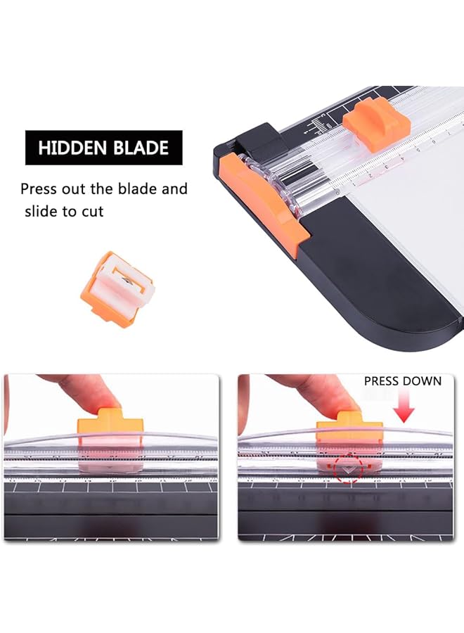 ORiTi A4 Paper Cutter 38Cm Paper Cutting Board Guillotine With Automatic Security Safeguard And Side Ruler For Cutting Card Stock Coupon Label Photo And Crafts Project Black - Image 3