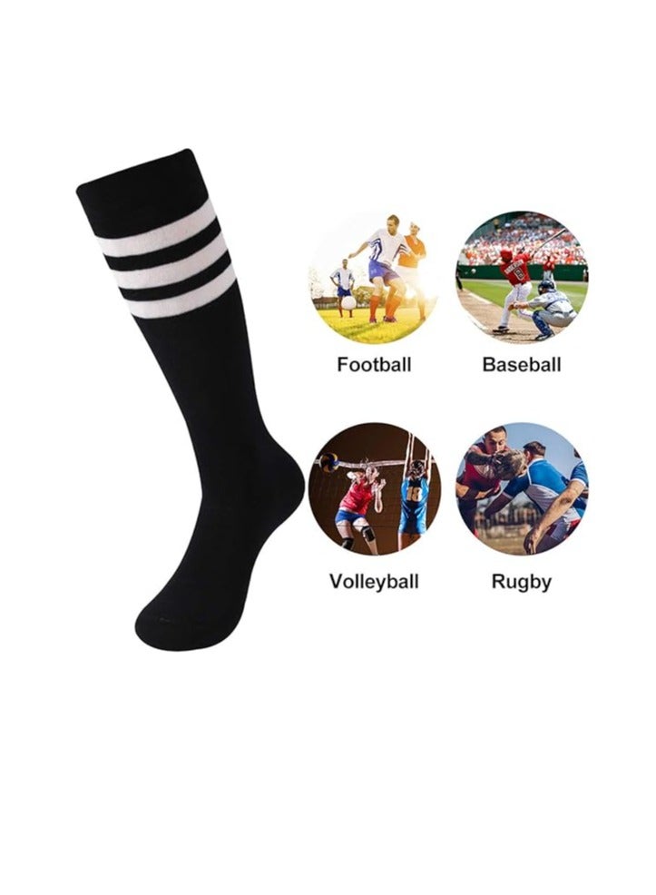 DUNISO 10 pairs of mid length football socks, half length socks for casual dance cheerleading performances, three striped long socks (black) - Image 5