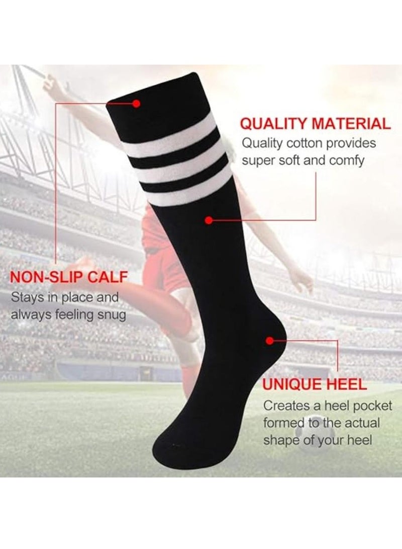 DUNISO 10 pairs of mid length football socks, half length socks for casual dance cheerleading performances, three striped long socks (black) - Image 4