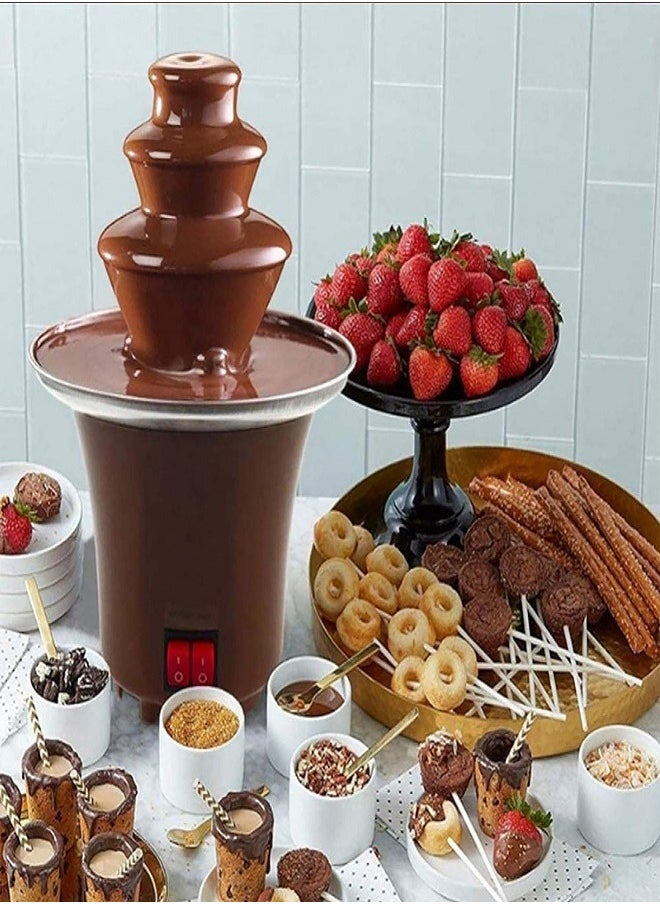 Chocolate Fountain Machine, 3 Tier Stainless Steel Fondue Heat & Motor Controls Electric Chocolate Fondue Set for Household Birthday Party Wedding