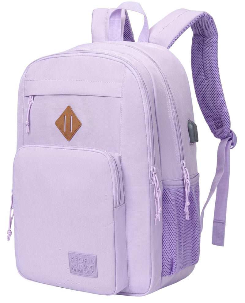 KEOFID Classic Travel backpack for Men and Women Anti Theft Laptop Backpack with USB Charging Port for Work Large Bag for College Water ResistentPurple - Image 2