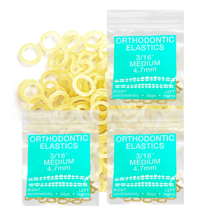 Latex Amber 3 Packs 300 counts 316inch MEDIUM 48mm Intraoral Elastic Bands Unimedic Orthodontic Elastics non Latex Dental Rubber Bands Made in USMEDIUM 316inch 48mm