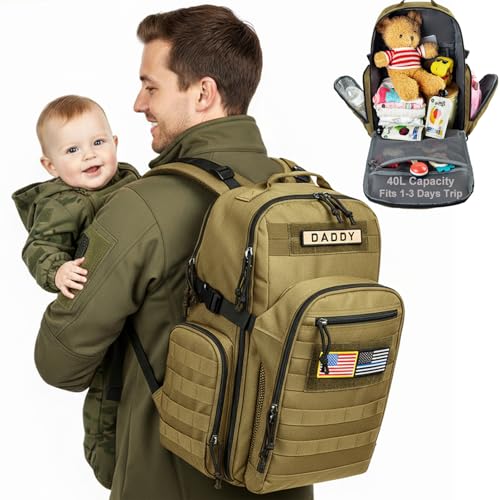 MIRACOL Baby Diaper Bag for Dad: Military-Grade 900D Polyester with 16+ Multiple Pockets for Active Dad - 40L XL Capacity for 1–3 Day Trips - Image 1