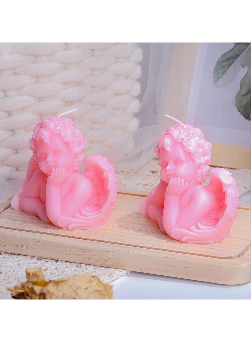 general 2 Piece Angel Home Angel Candle Set, Soy Scented Candle, Pink Home Decoration - Image 3