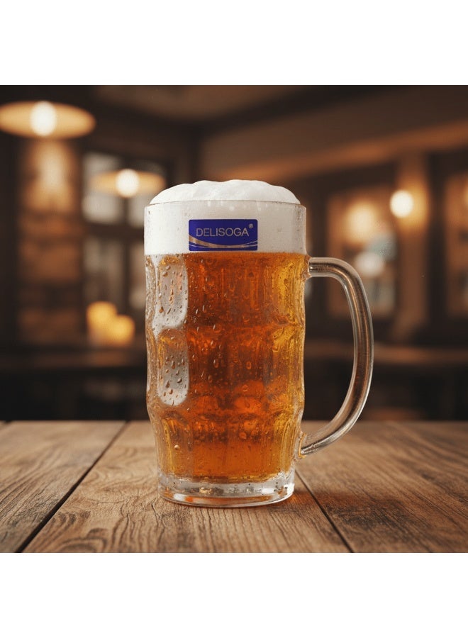 AKDC Delisoga Designer Elegant Glass Beer Mug Premium Quality Clear Glass for Serving Drinks – 450 ml - Image 2