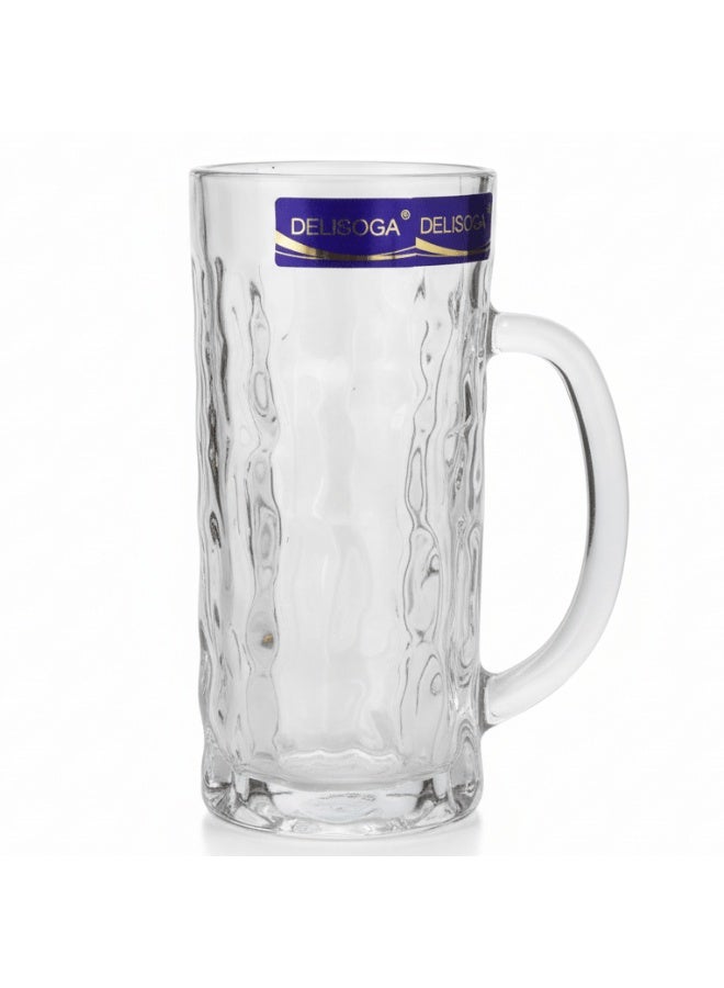 AKDC Delisoga Designer Elegant Glass Beer Mug Premium Quality Clear Glass for Serving Drinks – 450 ml - Image 1