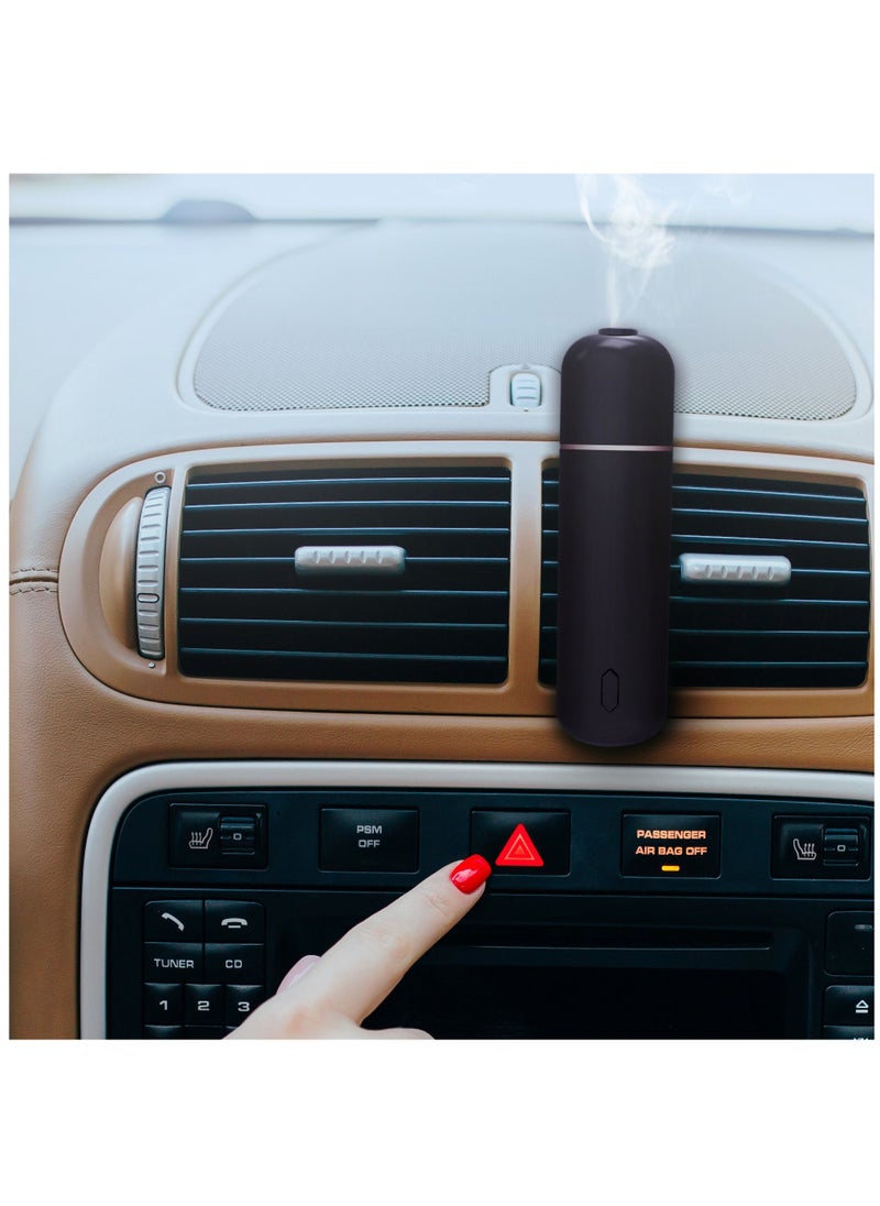 ALDROFARM - Aldro Aromas Mini Car Aroma Diffuser Kit With 6 pcs 5ml Fragrance Refills Air Humidifier Purifier Aromatherapy Essential Oil Humidifier Diffuser, Multi-Functional, Long Lasting Effect (Black) - Image 1
